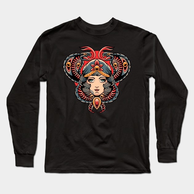 cobra girl oldschool tattoo Long Sleeve T-Shirt by donipacoceng